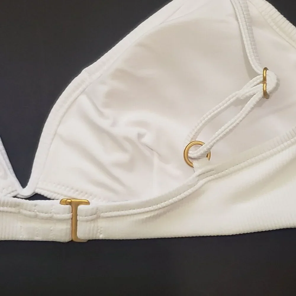L*Space LSPACE Ribbed Helena Bikini Top Women's Size Medium White Adjustable NWT - Picture 6 of 12